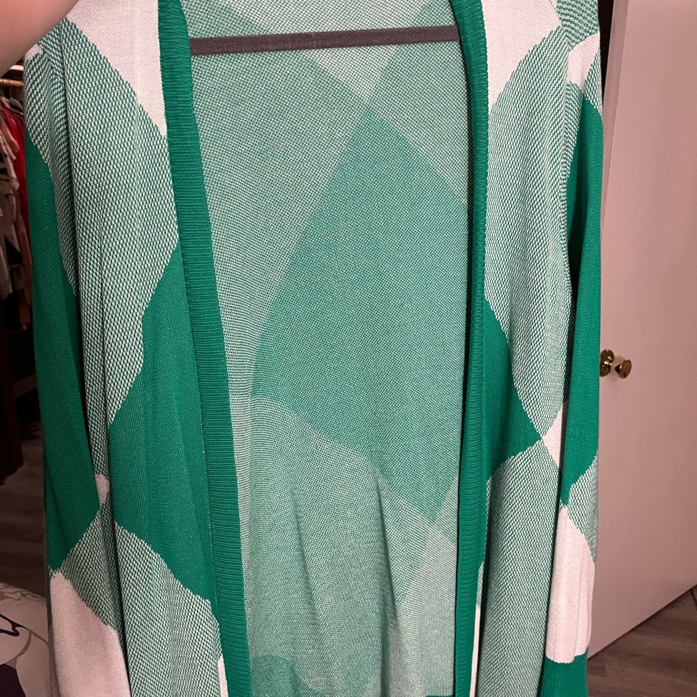 Torrid Green and White Cardigan